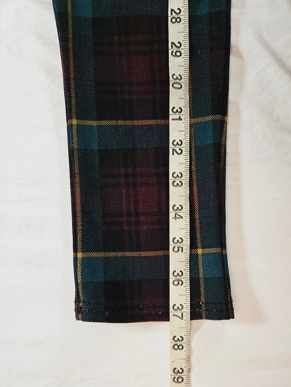Slim Factor Investment Womens Red Plaid Elastic Waist Pull On Legging Pants Sz M - Picture 8 of 16